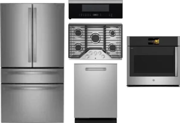 5 Piece Package Includes Refrigerator, Cooktop, Wall Oven, Microwave And Dishwasher